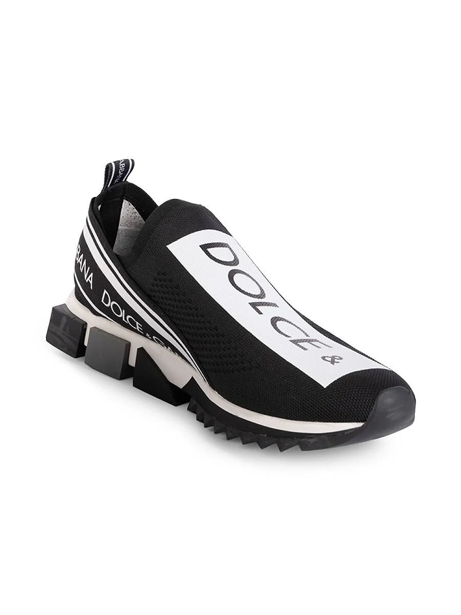 Dolceu0026Gabbana Mens Sorrento LogoStripe Sock Sneakers RedBlack Mens 13D