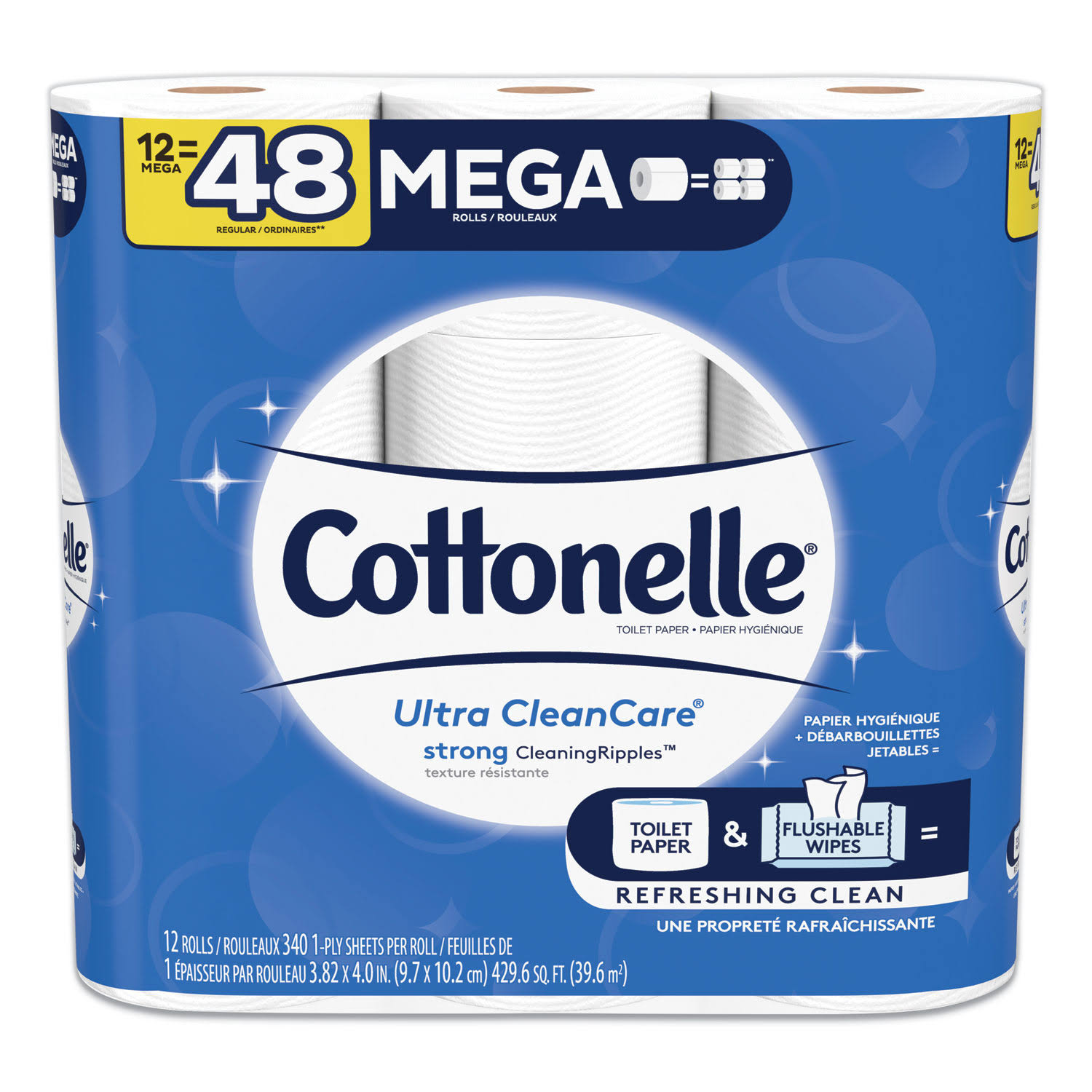 Cottonelle Ultra CleanCare Toilet Paper Mega Roll 1Ply  12 rolls