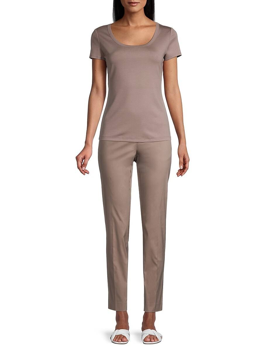 Lafayette 148 New York CottonStretch Basic Tee Black Womens Xs