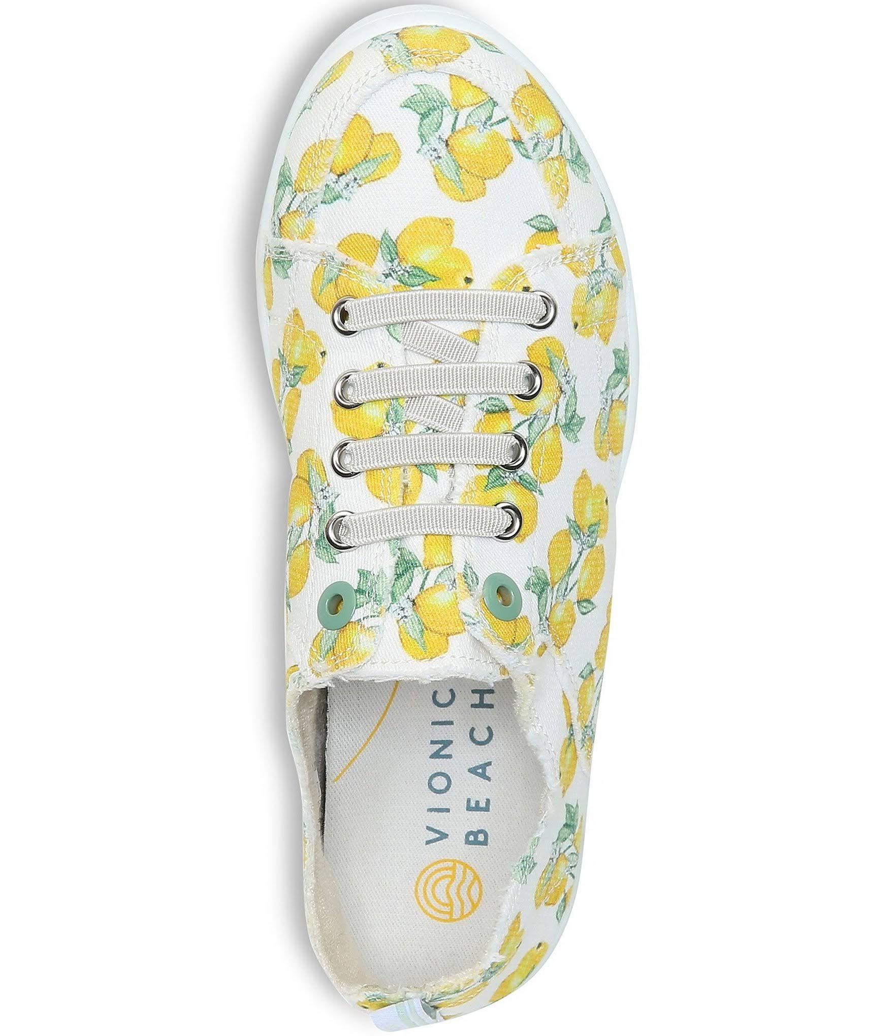 Vionic Pismo Lemon Printed Washable Canvas Lace-Up Sneakers - 6.5M