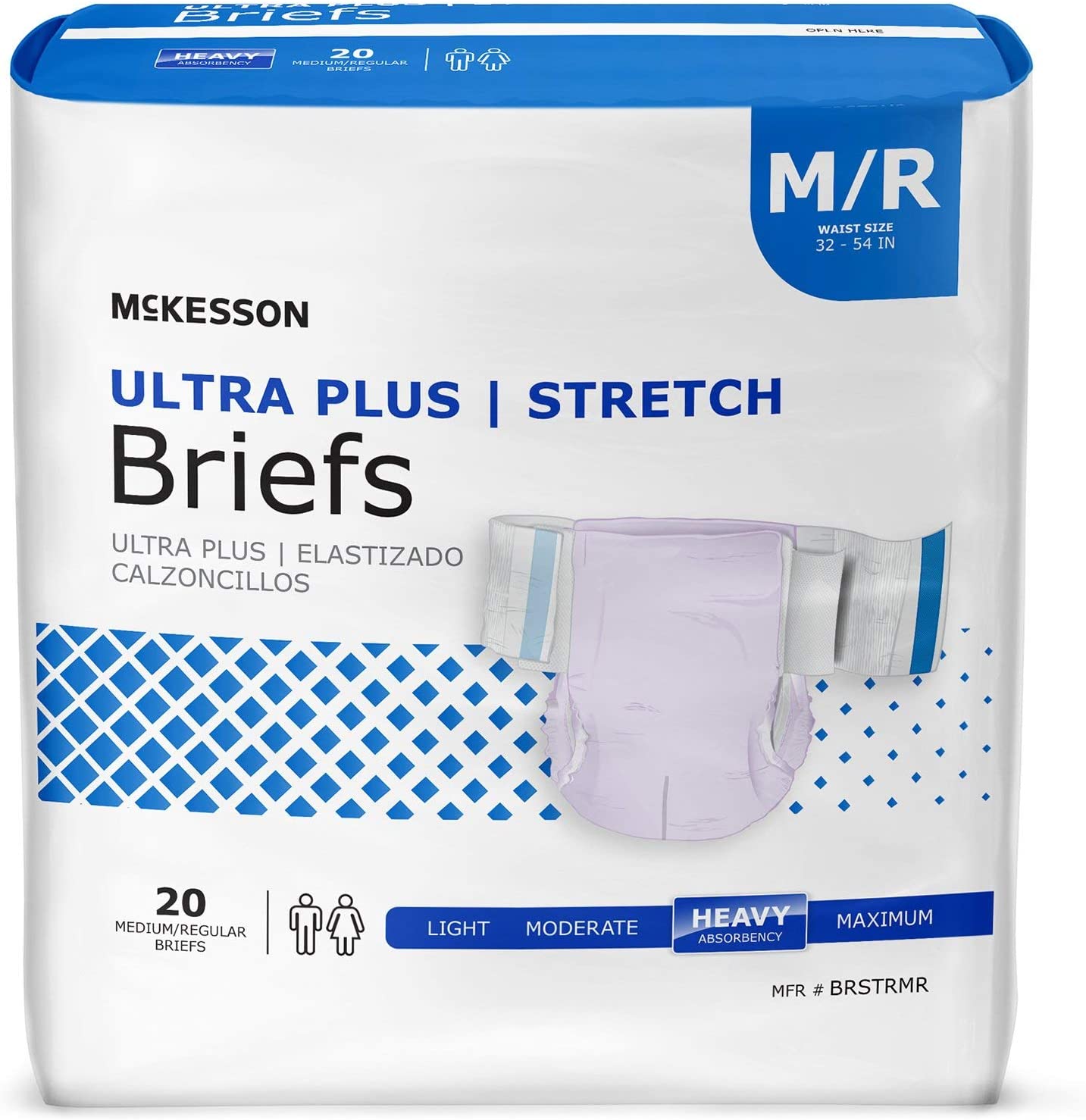 McKesson Ultra Plus Stretch Incontinence Brief, Unisex, Adult, Large/XL, Heavy Absorbency, 20 Count, 4 Packs, 80 Total