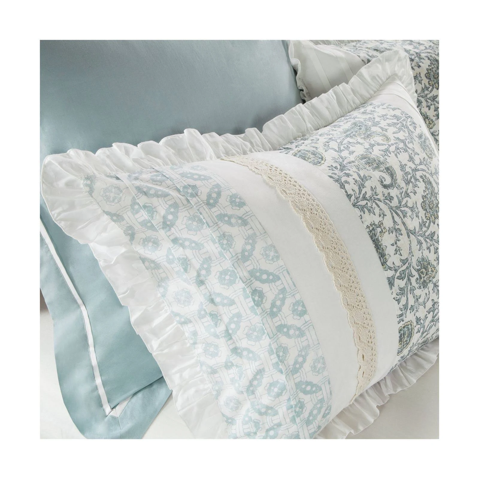 Madison Park - Dawn 9 Piece Cotton Percale Comforter Set - Blue - King
