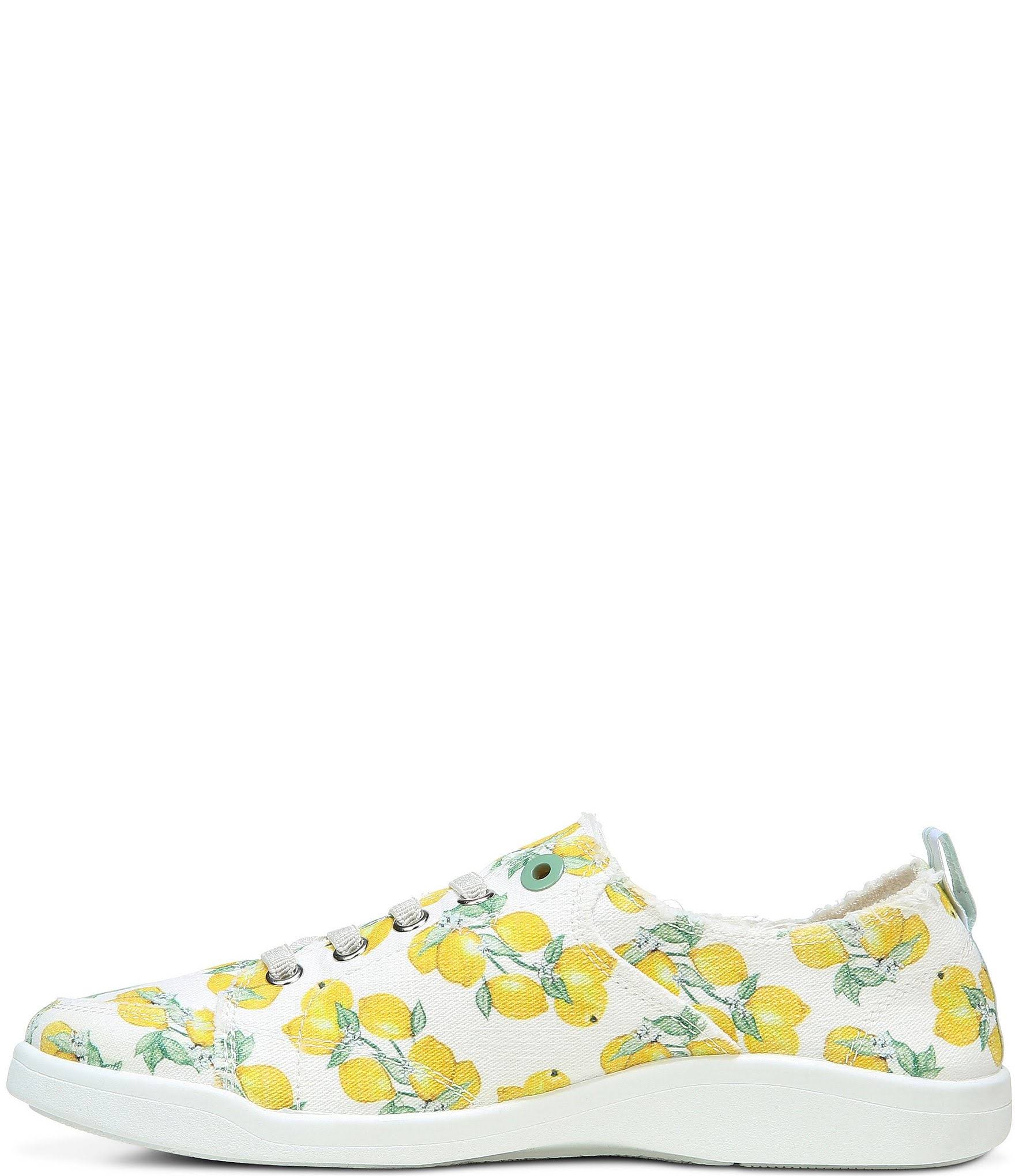 Vionic Pismo Lemon Printed Washable Canvas Lace-Up Sneakers - 6.5M