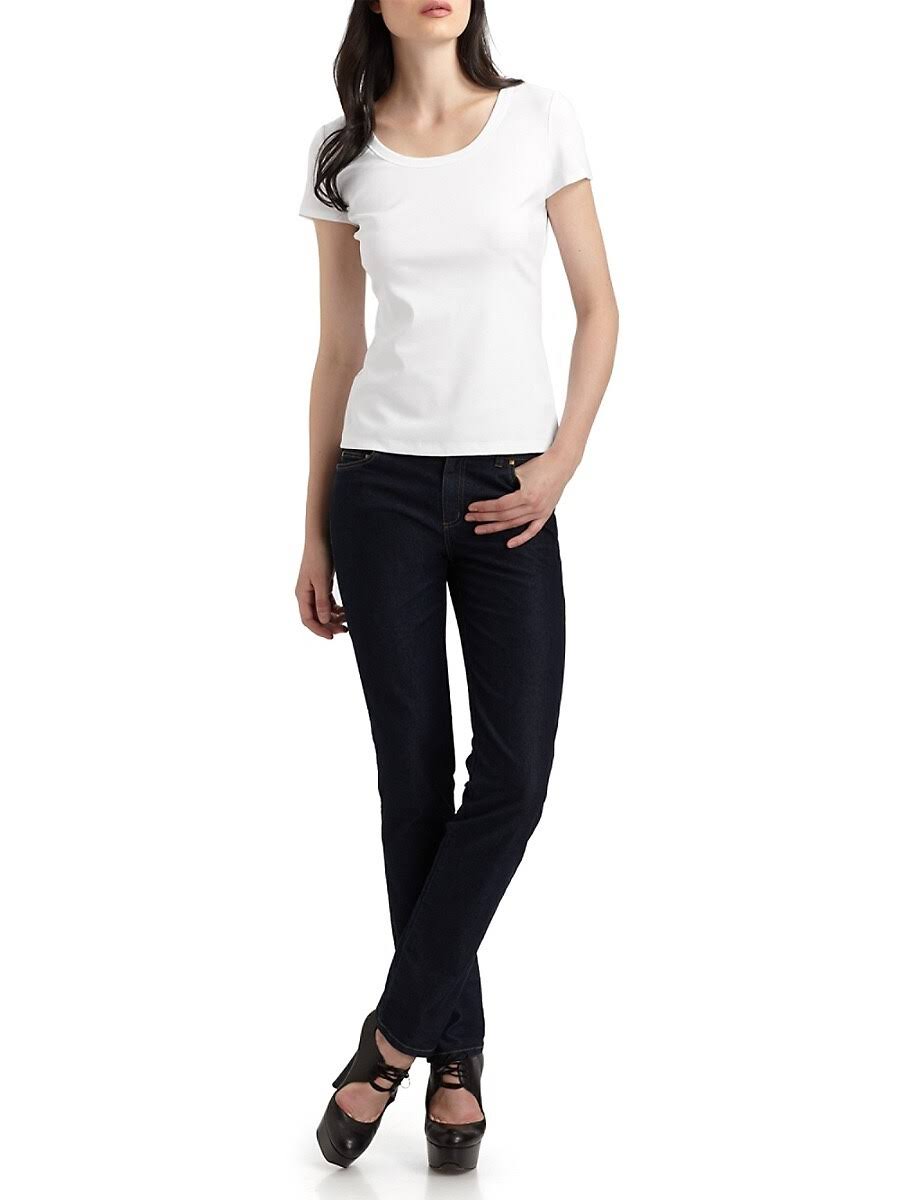 Lafayette 148 New York CottonStretch Basic Tee Black Womens Xs