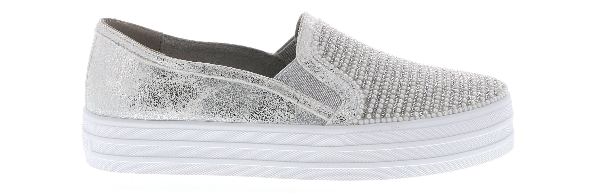 Skecher Street Women's Double Up Shiny Dancer Fashion Sneaker, Rhinestone Silver, Size: 8