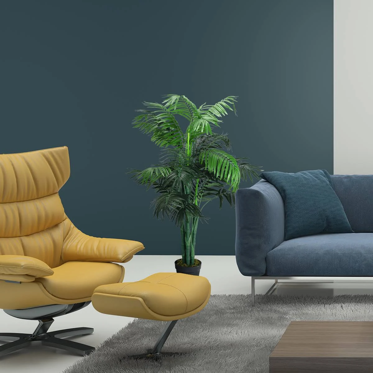 35 ft Artificial Areca Palm Decorative Silk Tree with Basket