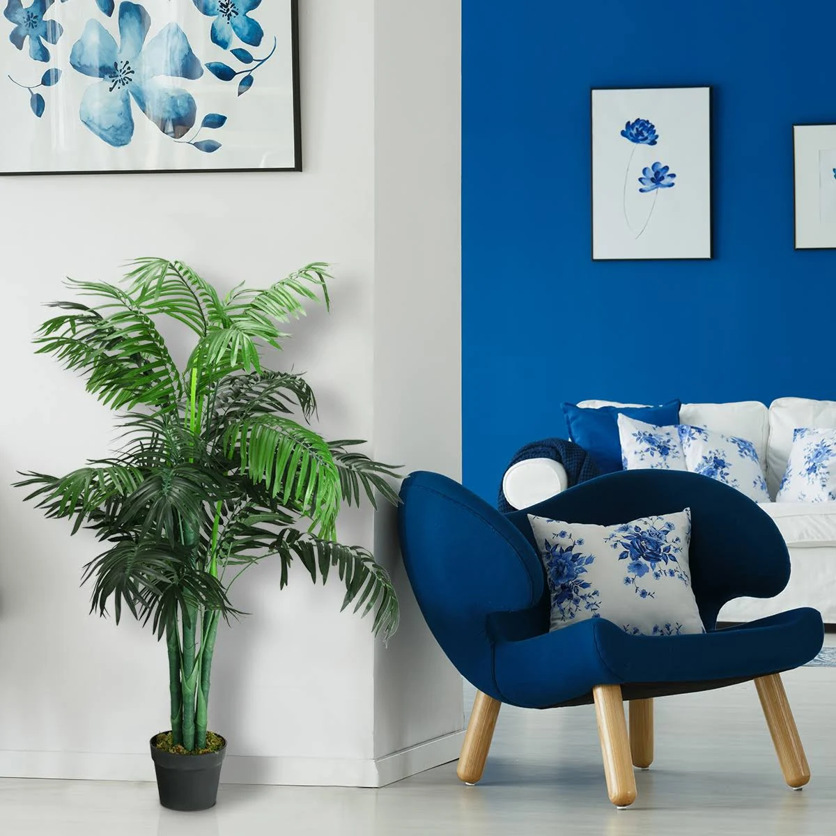 35 ft Artificial Areca Palm Decorative Silk Tree with Basket