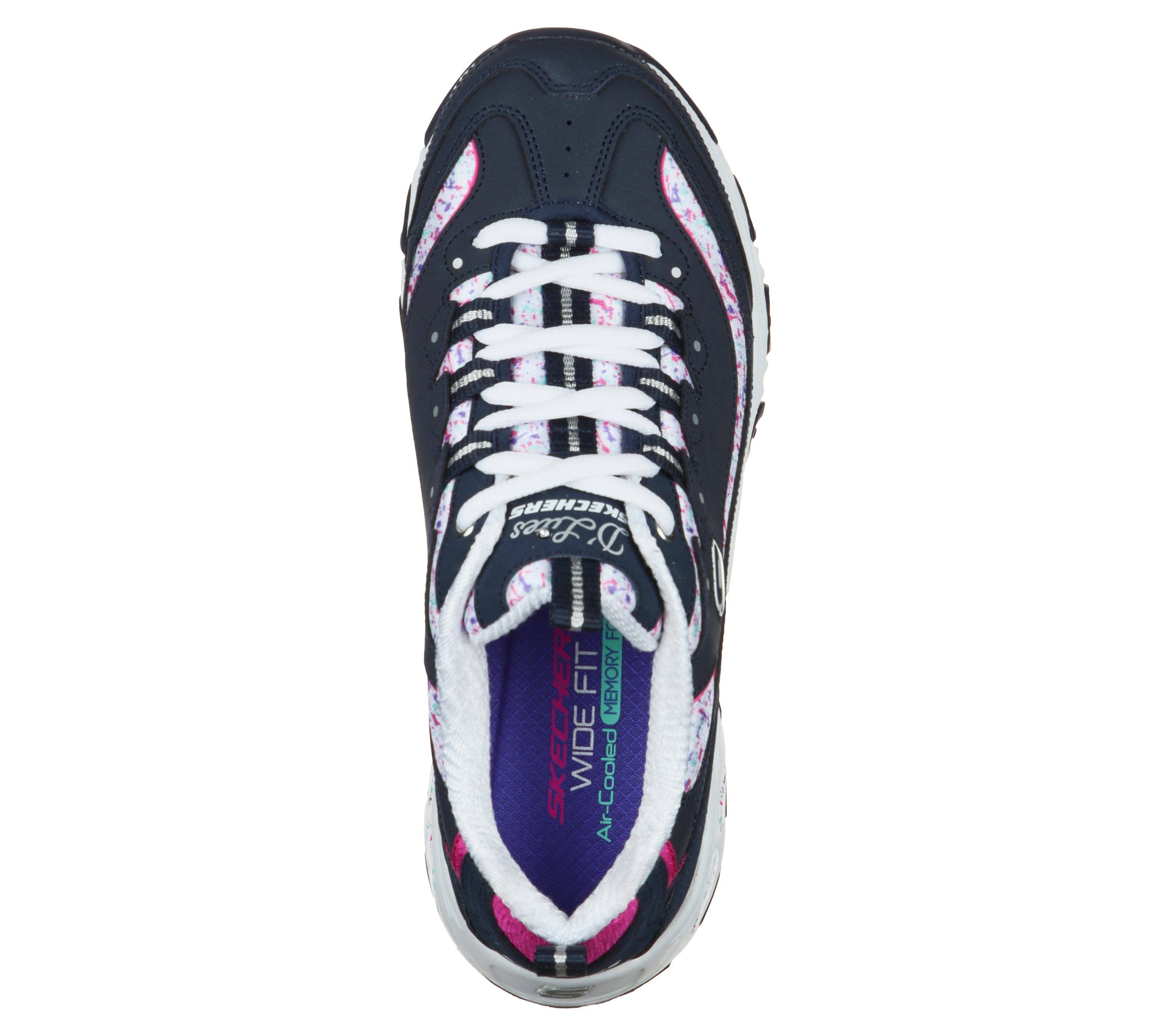 Skechers Womens DLites  Dazzling Canvas Sneakers NavyPurple 75