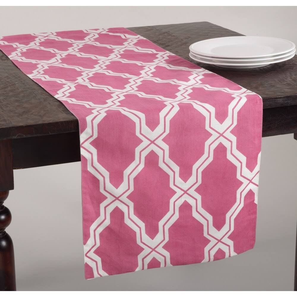 Moroccan Design CottonLinen Table Runner  Saro Lifestyle 914SO1672B