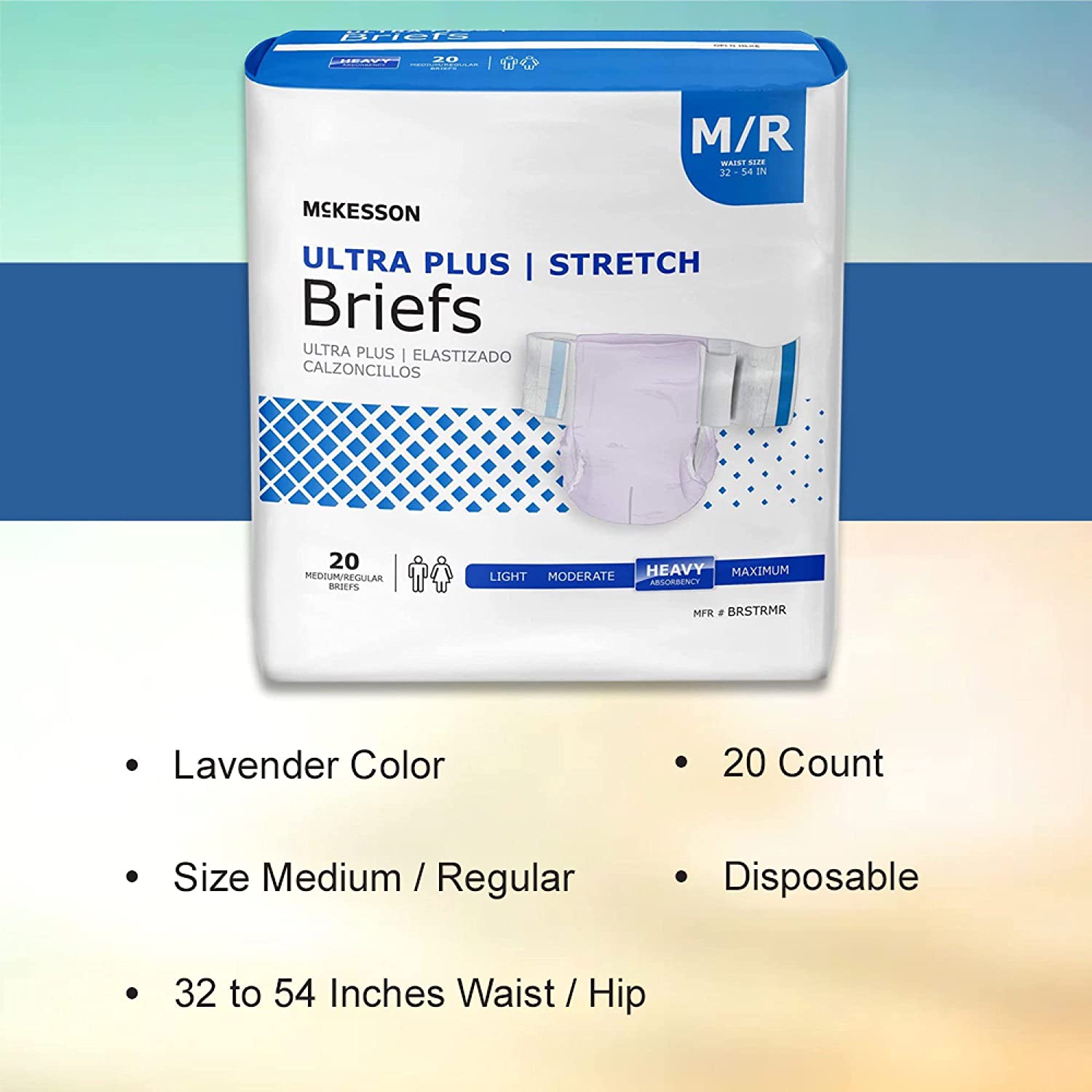 McKesson Ultra Plus Stretch Incontinence Brief, Unisex, Adult, Large/XL, Heavy Absorbency, 20 Count, 4 Packs, 80 Total