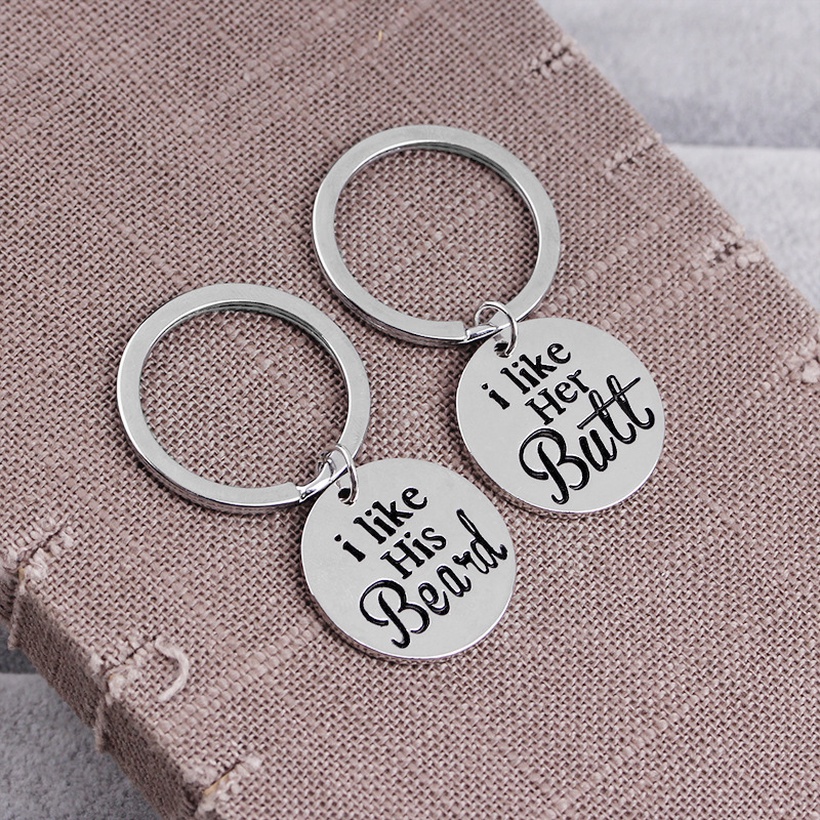 Stylish New Jewelry Creative Couple Pendant I Like Her I Like His Round Lettering Keychain