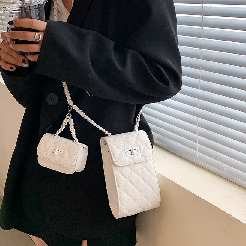 Korean Stylish Style Solid Color Square Mobile Phone Bag