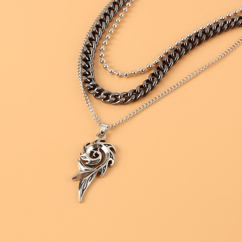 Stylish Geometric Black Multilayer Alloy Necklace