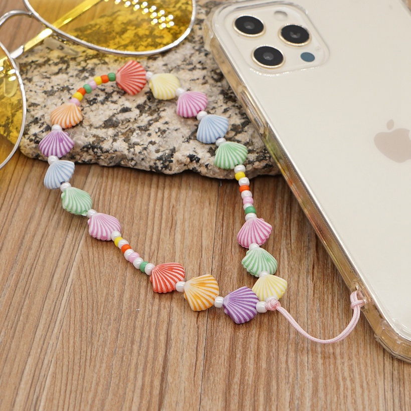 Jewelry Acrylic Mixed Colored Glass Shell Lanyard Mobile Phone Chain