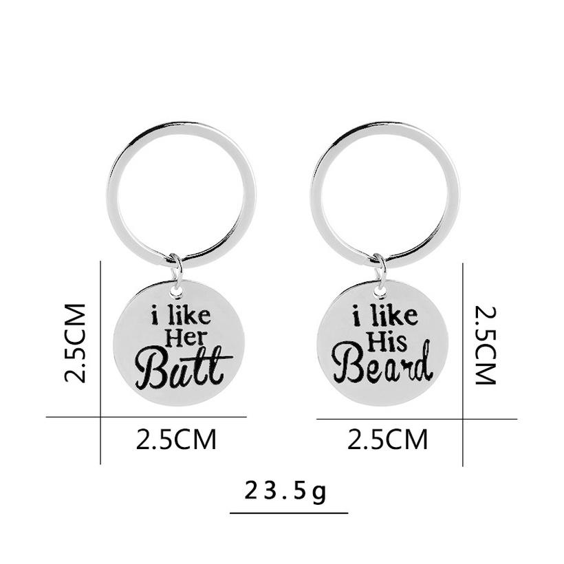 Stylish New Jewelry Creative Couple Pendant I Like Her I Like His Round Lettering Keychain