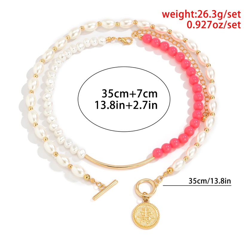 Baroque Style Splicing Pearl Chain Ot Buckle Necklace Jewelry