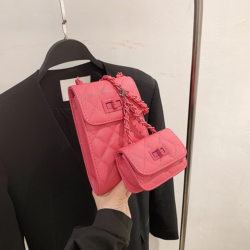 Korean Stylish Style Solid Color Square Mobile Phone Bag