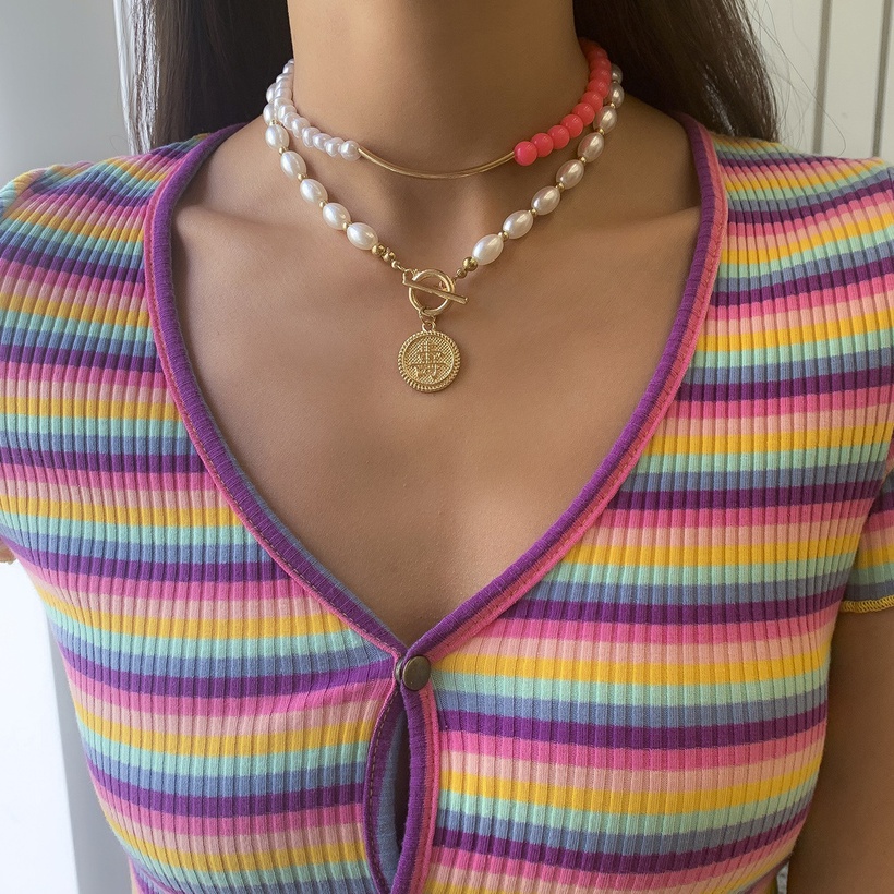 Baroque Style Splicing Pearl Chain Ot Buckle Necklace Jewelry