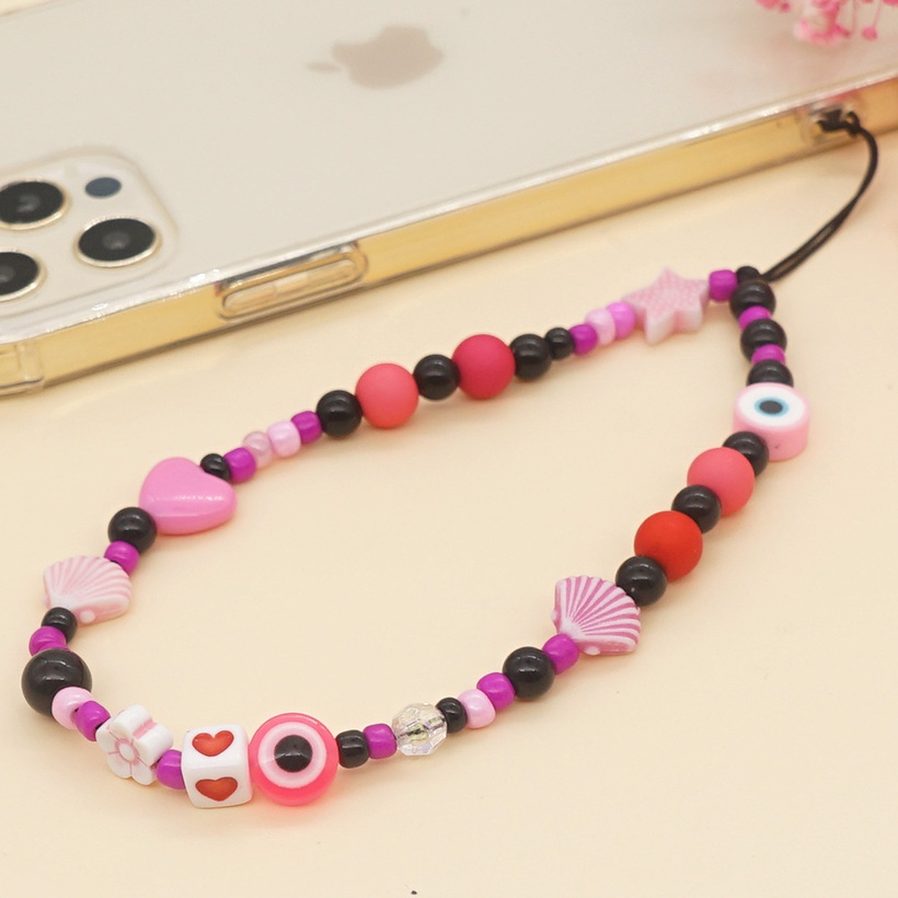 Accessories Acrylic Black Round Eye Shell Shape Beaded Mobile Phone Chain