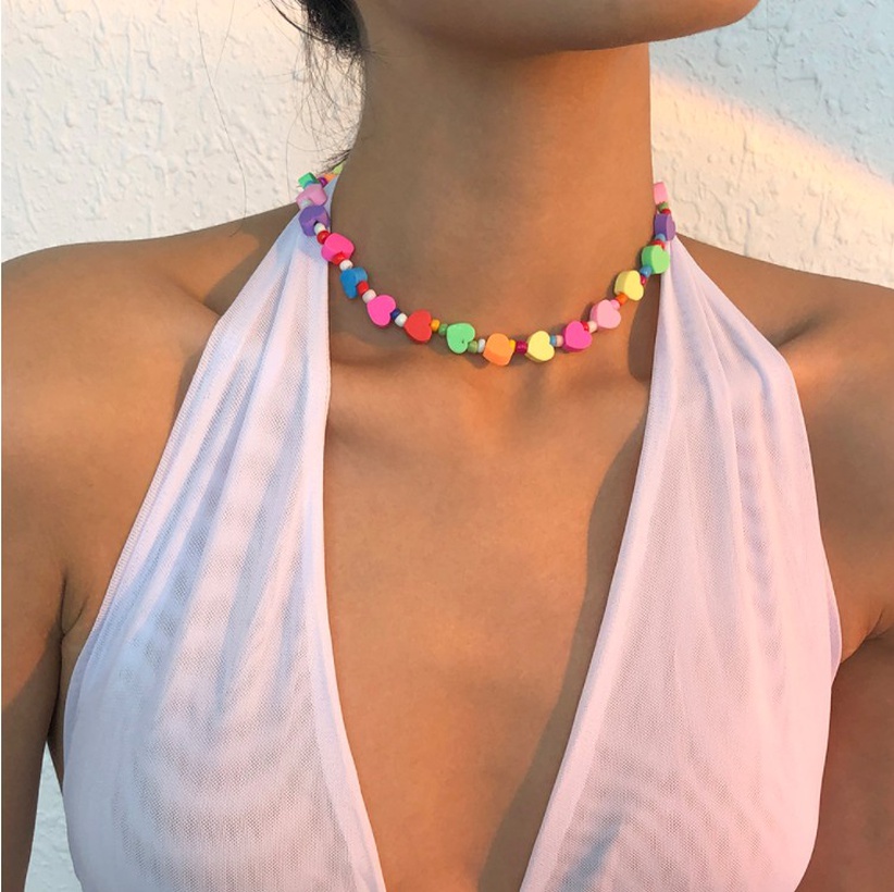 Jewelry Bohemian Soft Ceramic Colored Rice Beads Necklace