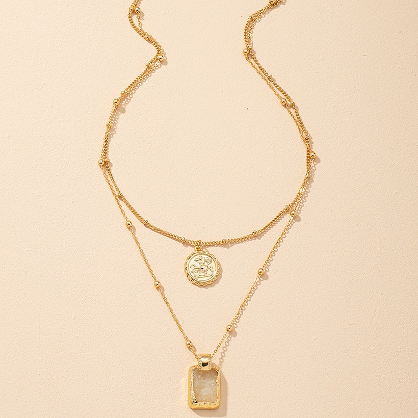 Doublelayer Tag Multilayer Necklace Clavicle Chain