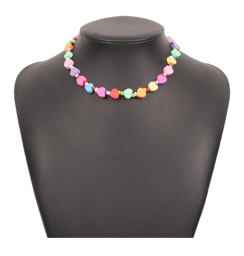 Jewelry Bohemian Soft Ceramic Colored Rice Beads Necklace