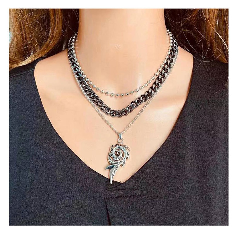 Stylish Geometric Black Multilayer Alloy Necklace