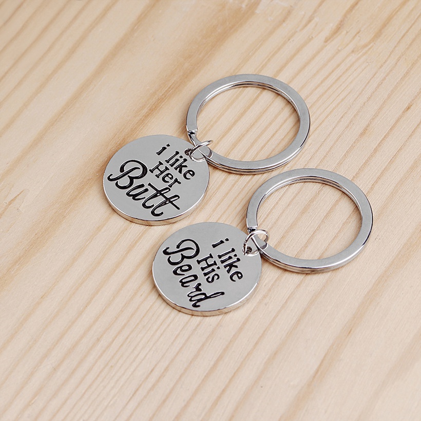 Stylish New Jewelry Creative Couple Pendant I Like Her I Like His Round Lettering Keychain
