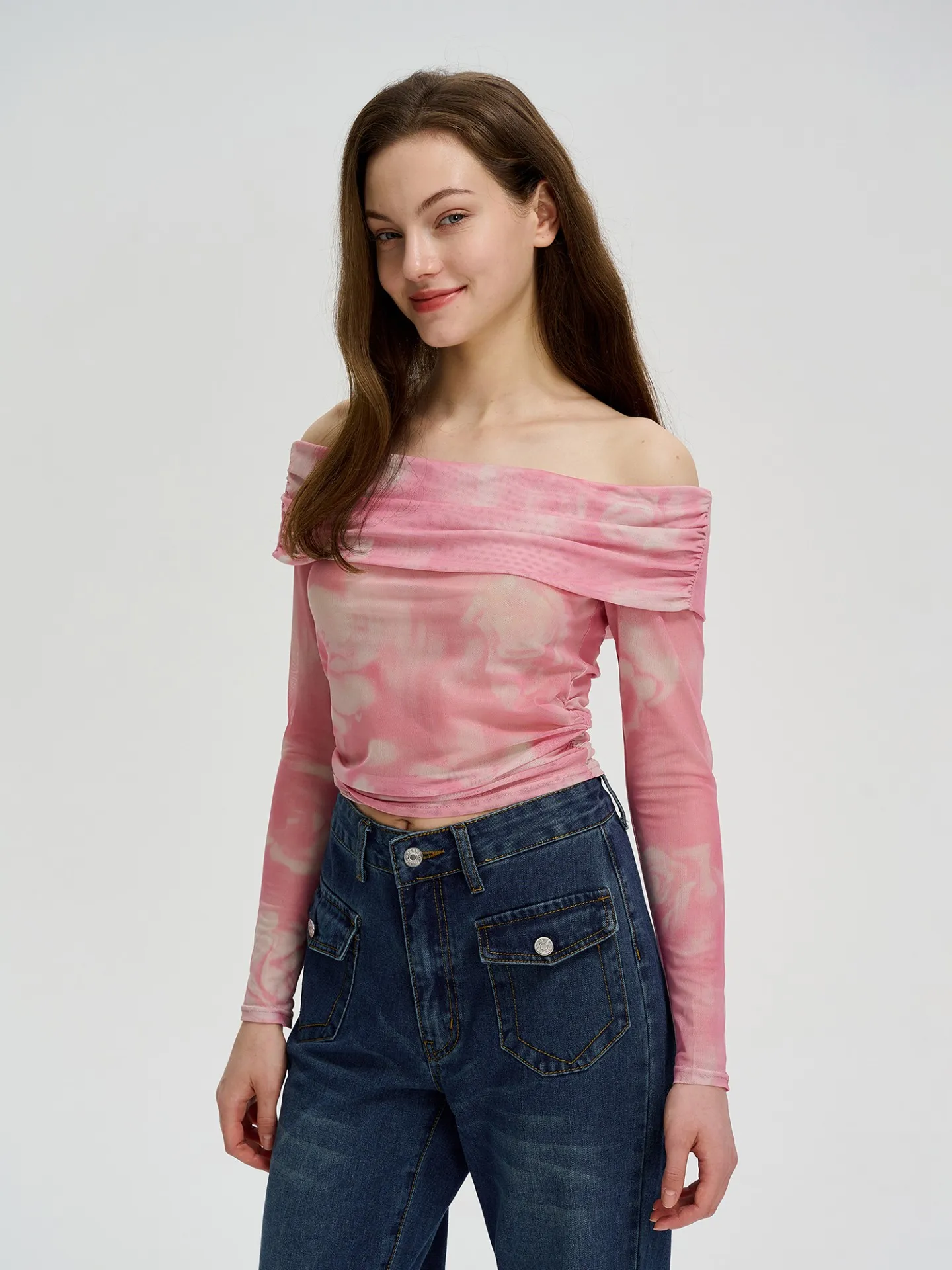 Sheer Pullover T-Shirt in Pink