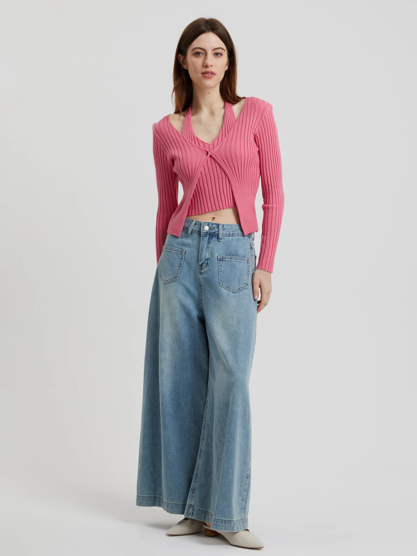 Buttoned Knit Top IN Pink