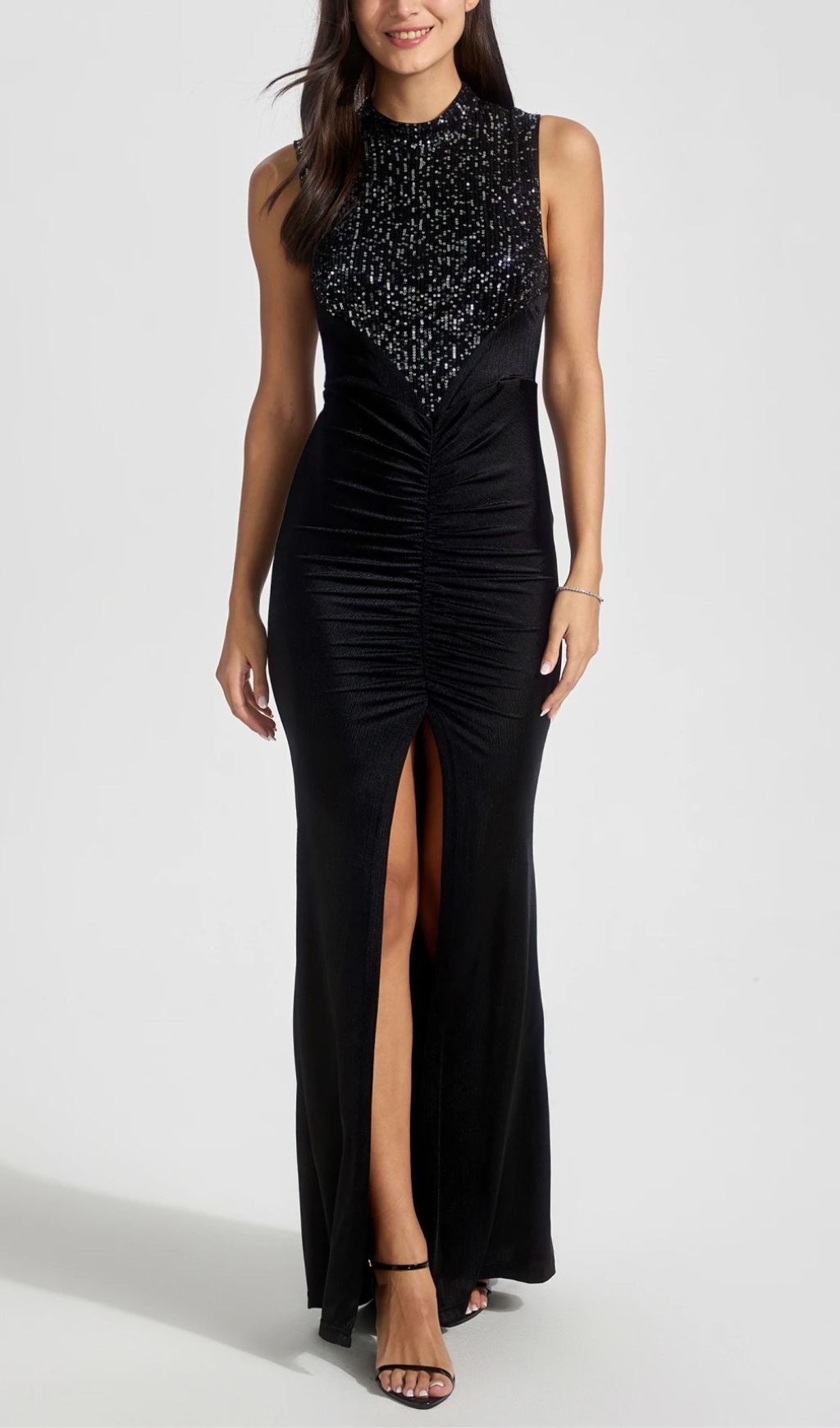 Gathered Bodycon Dress In Black