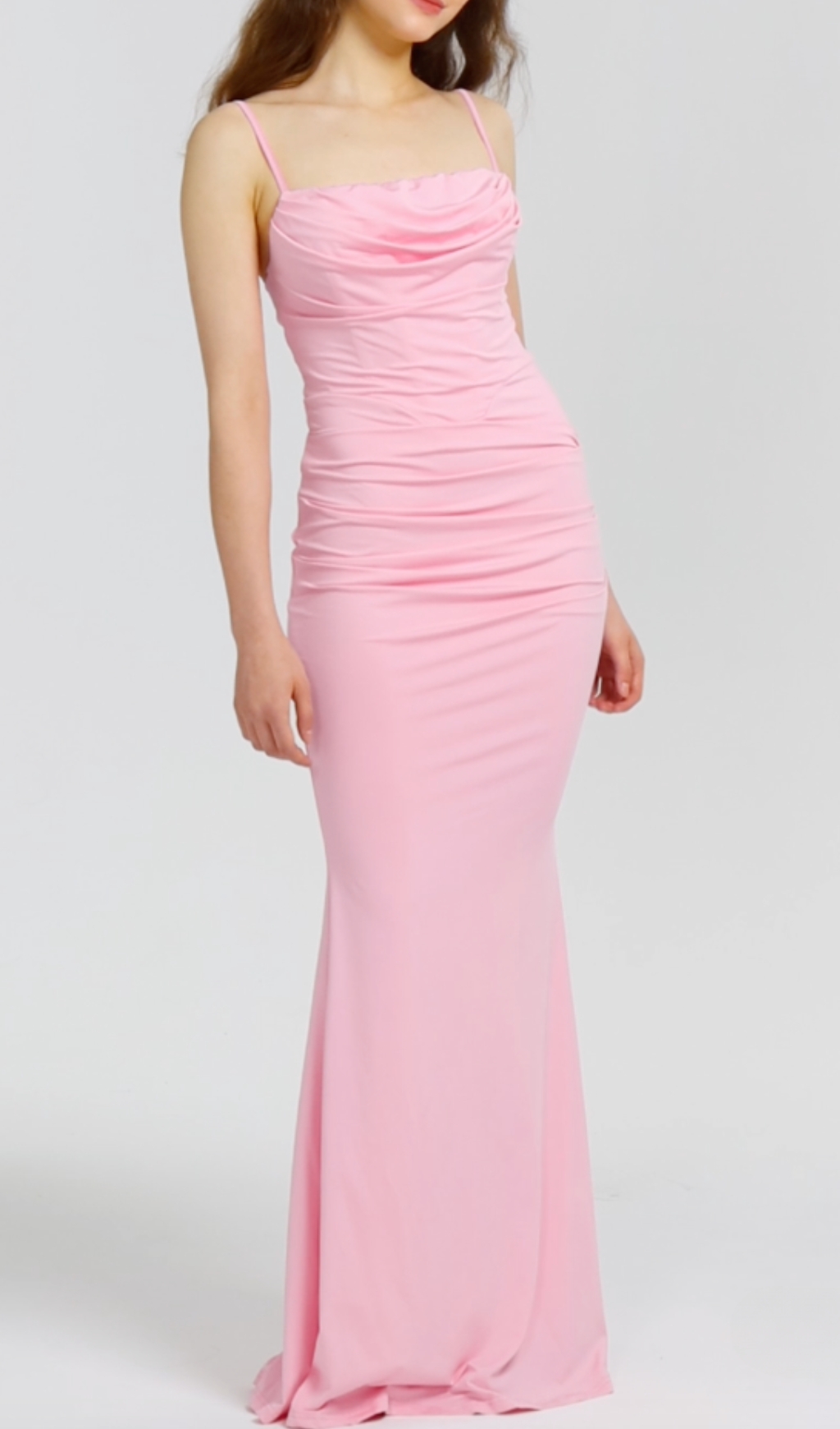 Maxi Gathered Cami Dress in pink