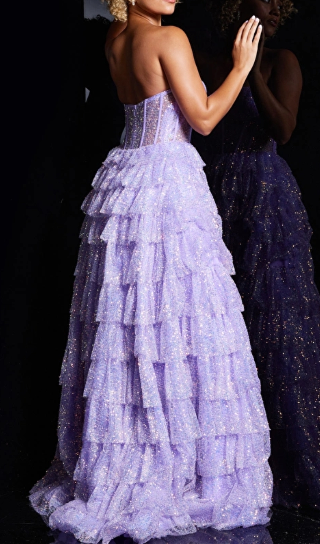 Lilac Corset Sheer Bodice Dress