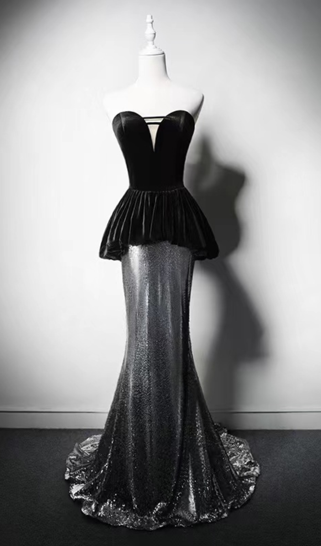 Patchwork Velvet Mermaid Maxi Dress