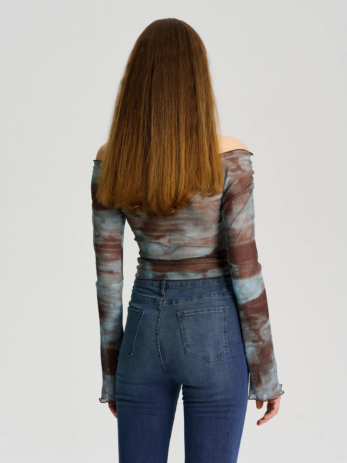 Sheer Pullover T-Shirt IN Blue