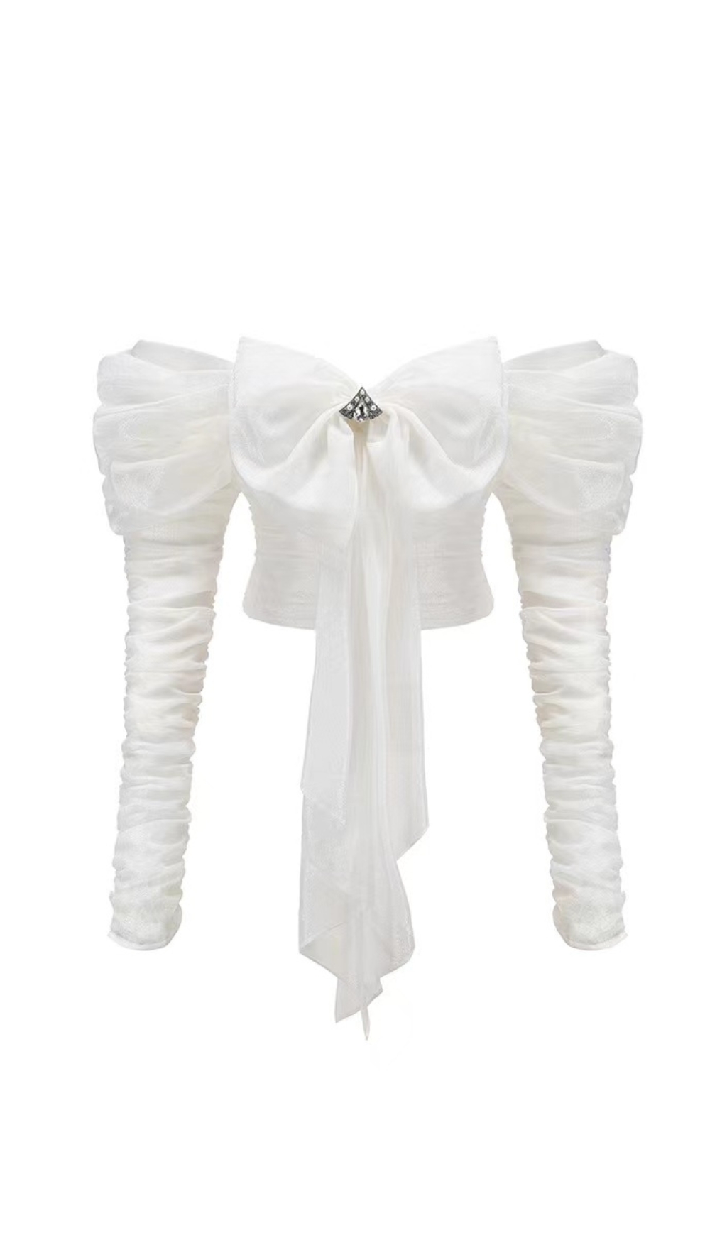 STRAPLESS BOW LONG SLEEVE TOP IN PINK