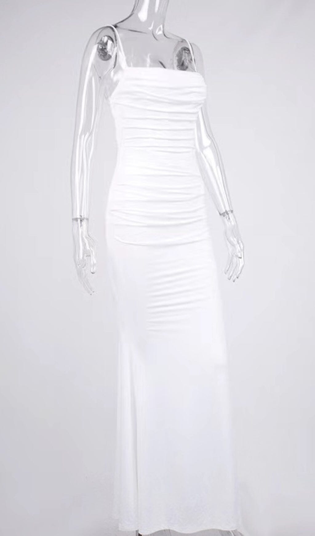 DRAPED CORSET MAXI DRESS IN WHITE