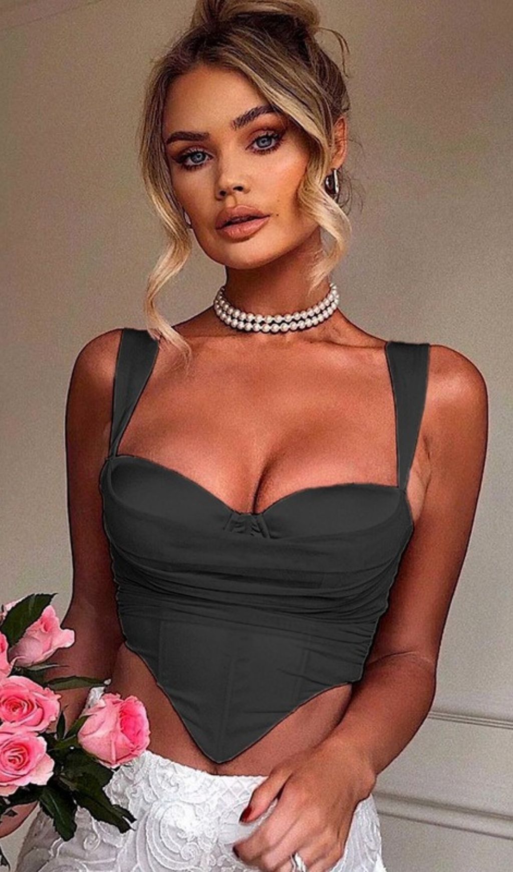 PINK MESH CROSET TOP