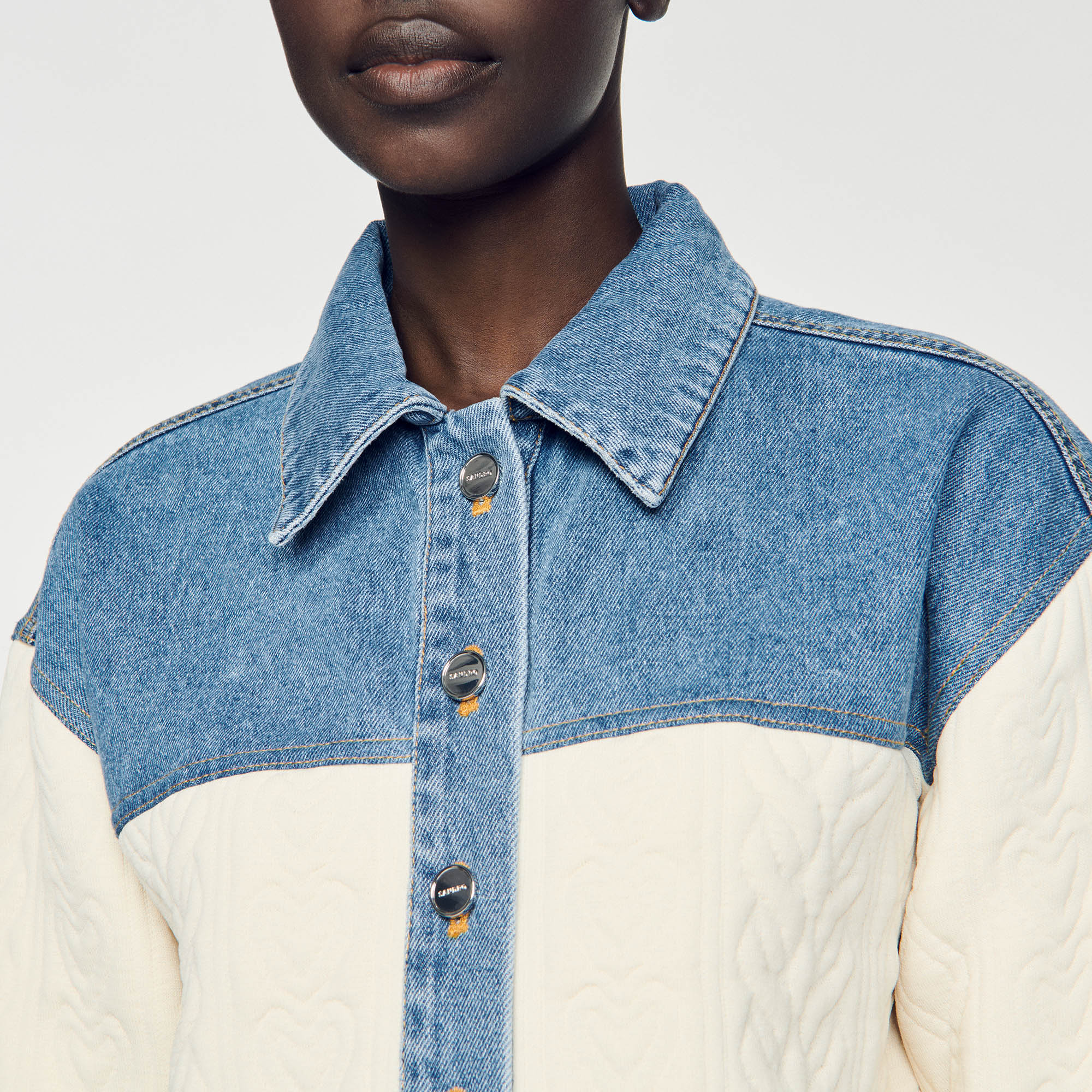 Dual-material coatigan