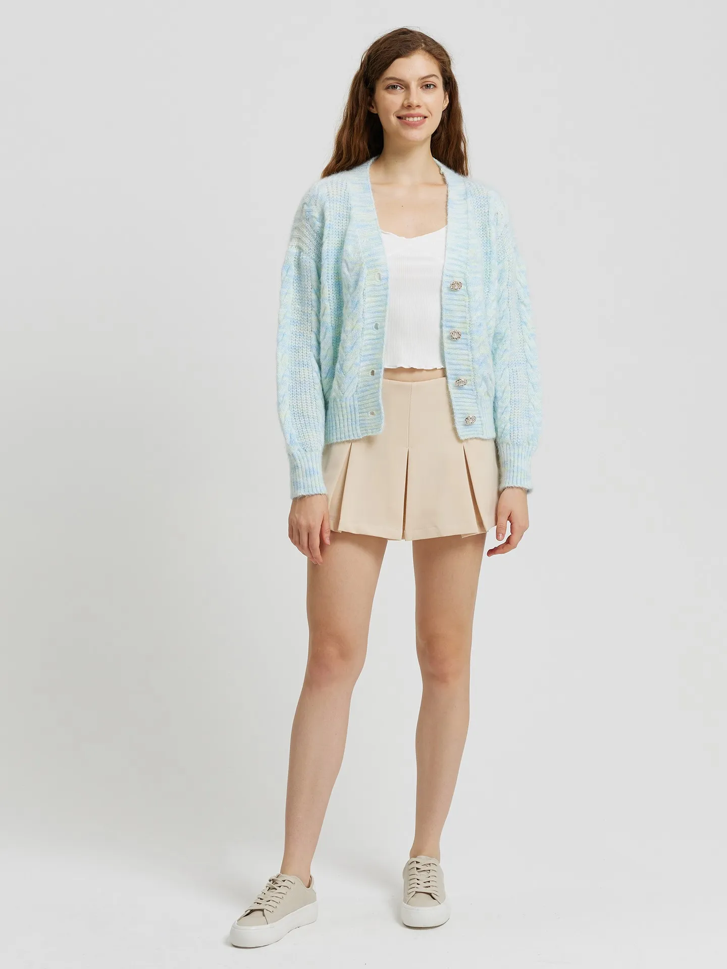 Buttoned Knit Cardigan IN Light Blue