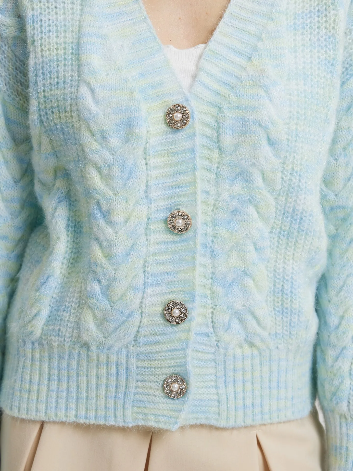 Buttoned Knit Cardigan IN Light Blue