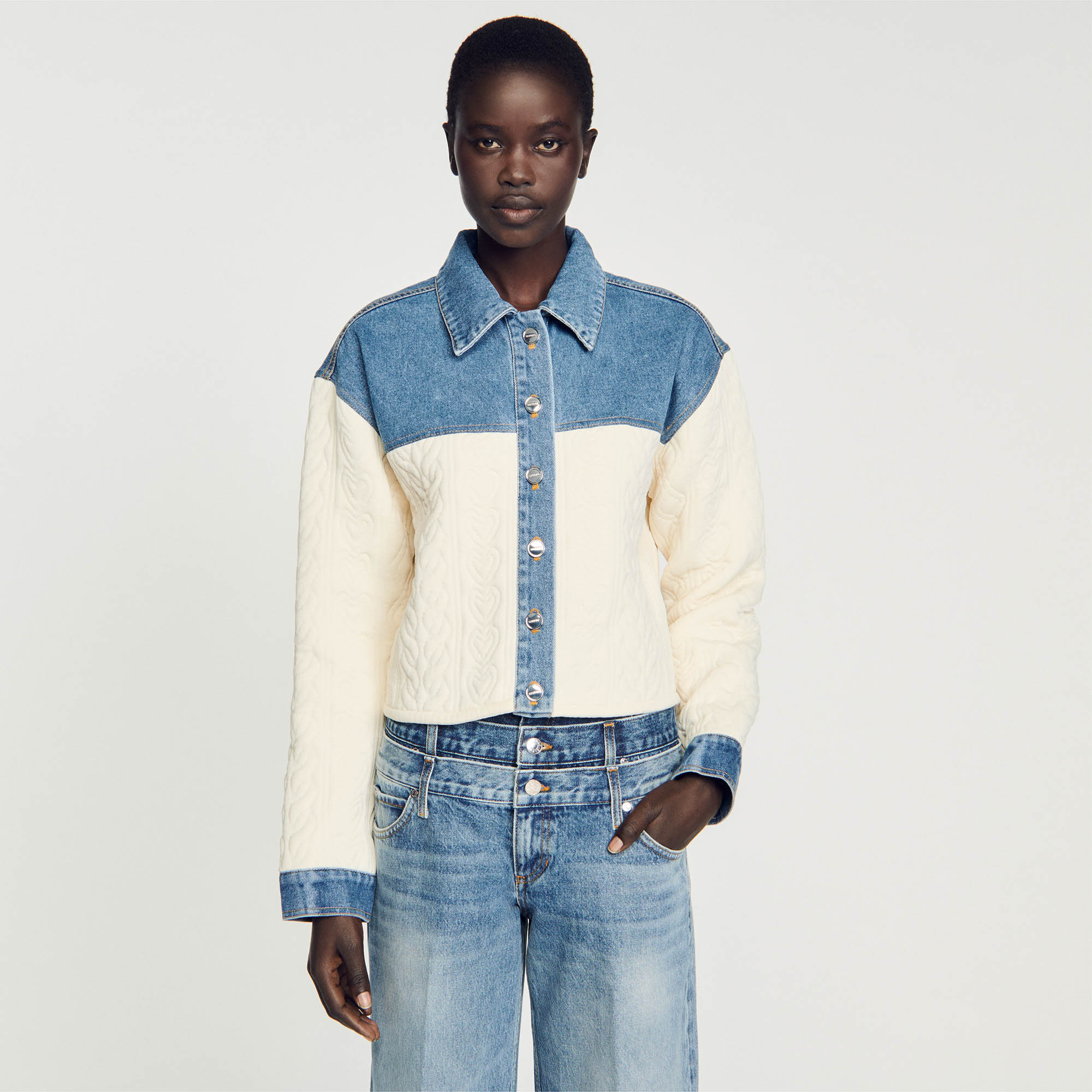 Dual-material coatigan