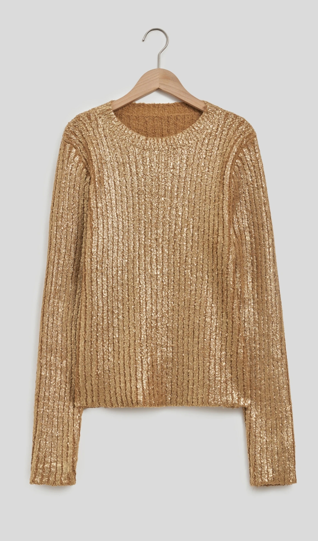 Shimmer Knit Pullover In Gold
