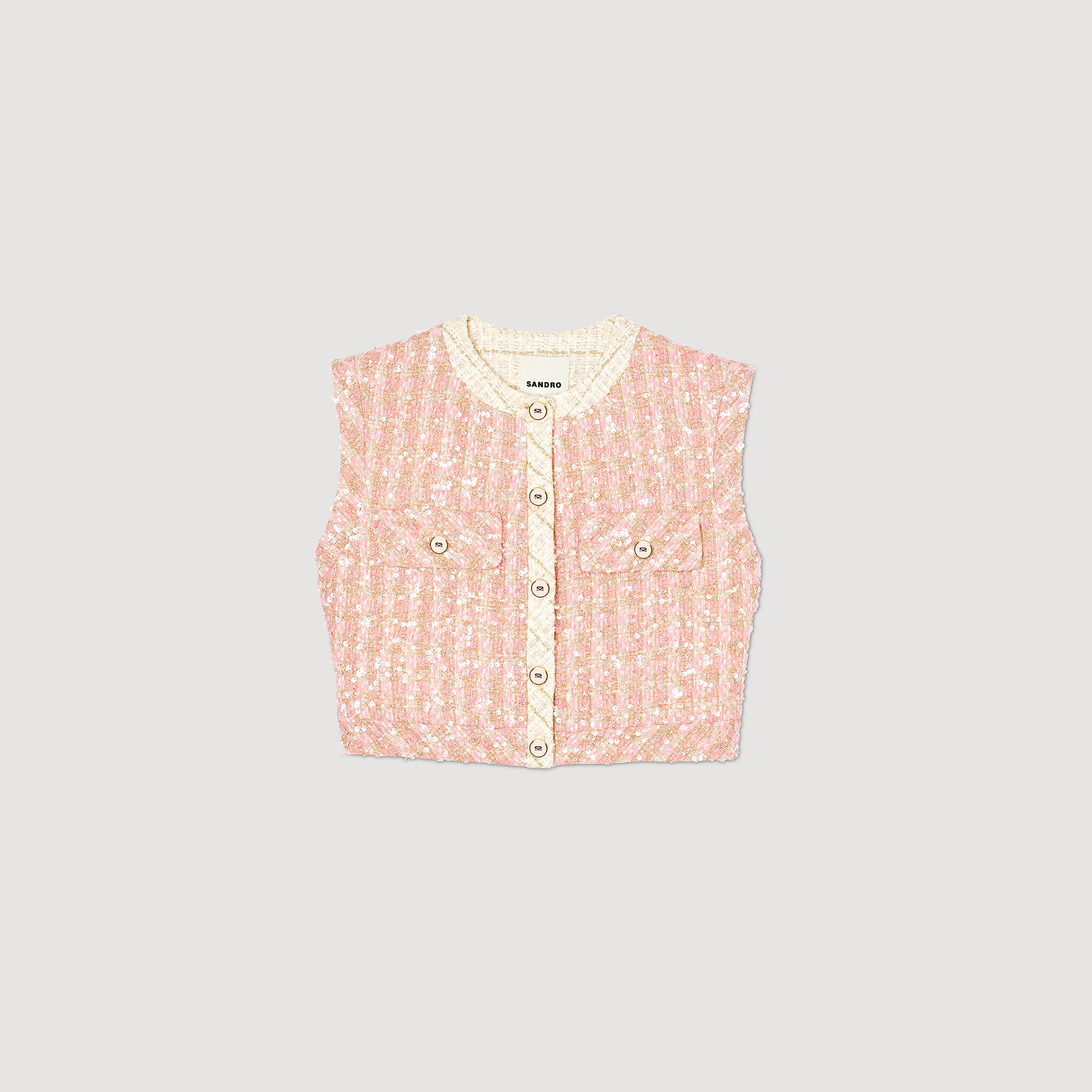 Sleeveless tweed jacket