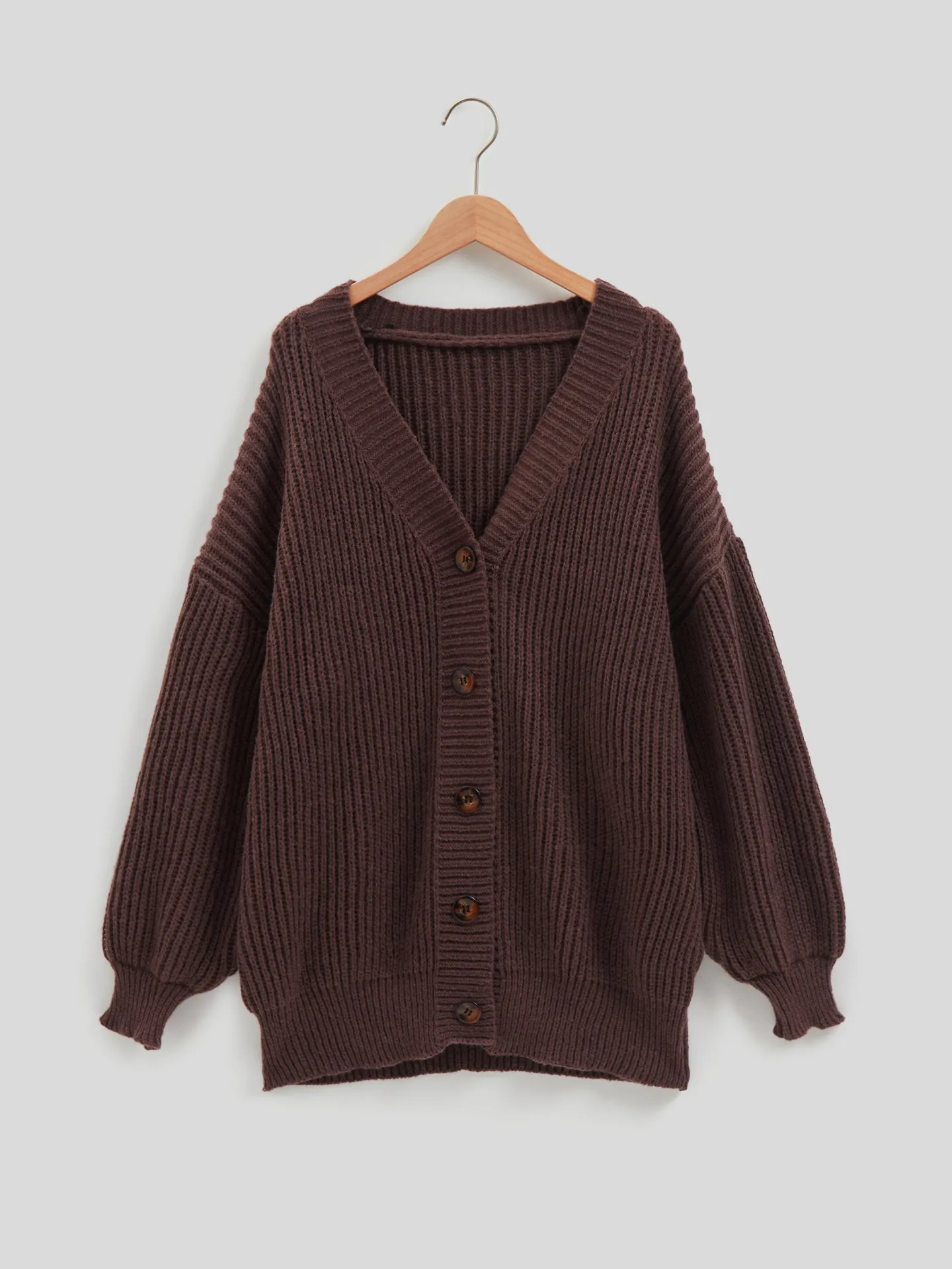 Buttoned Knit Cardigan IN Brown