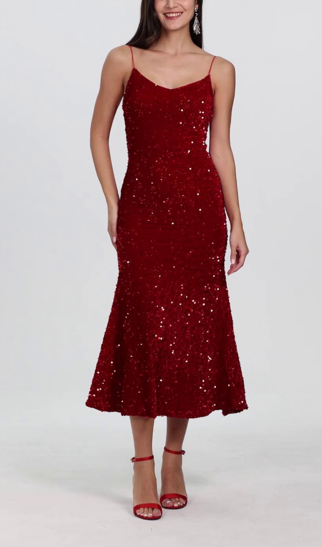 Sequinned Bodycon Dress IN Red