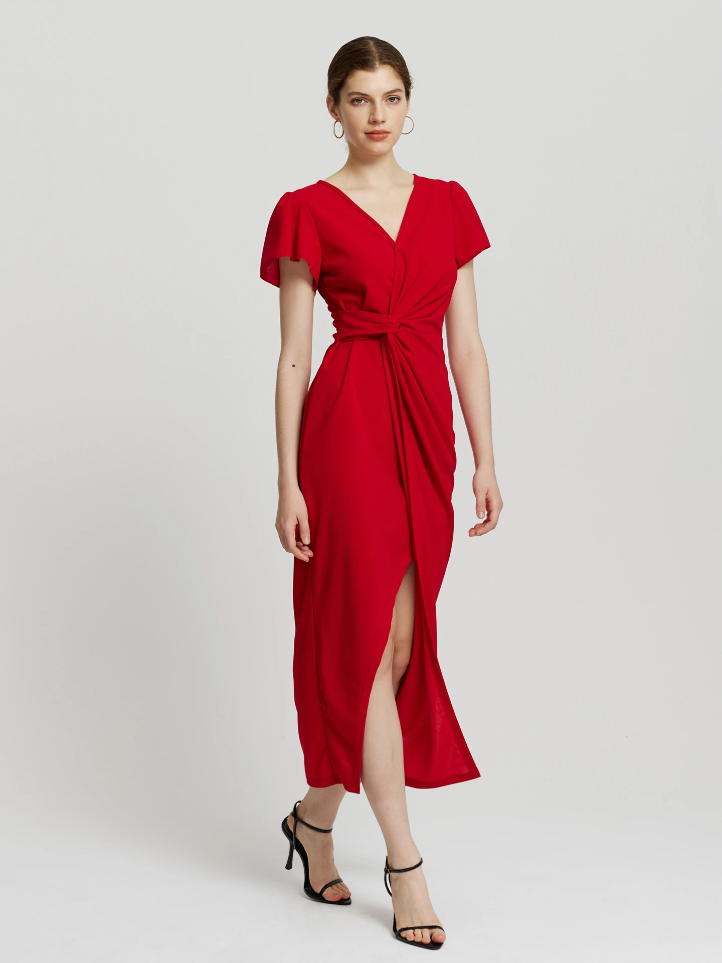 Knotted Bodycon Dress In Red