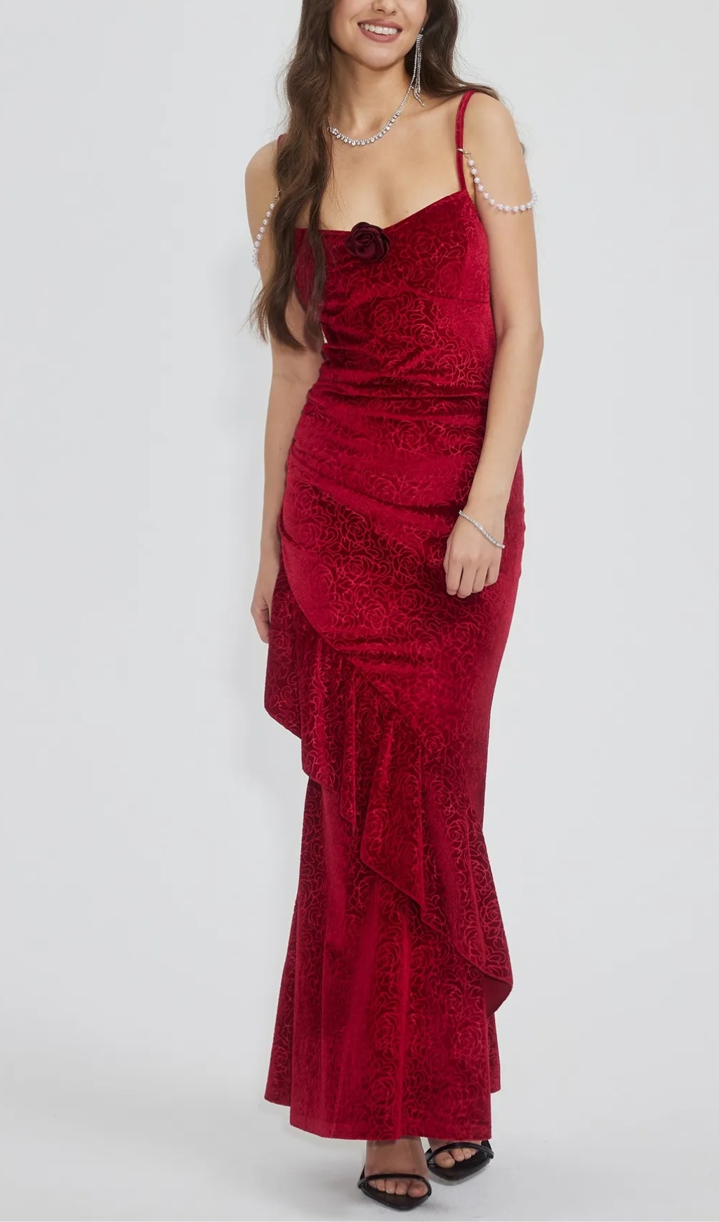 Ruffle Bodycon Dress In Red