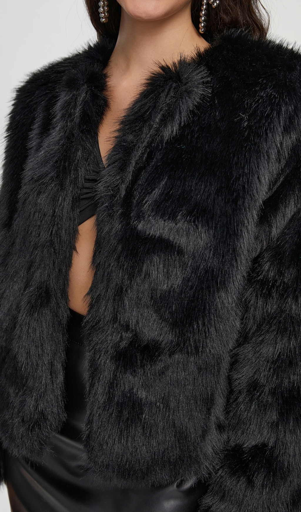 Faux Fur Coat In Black