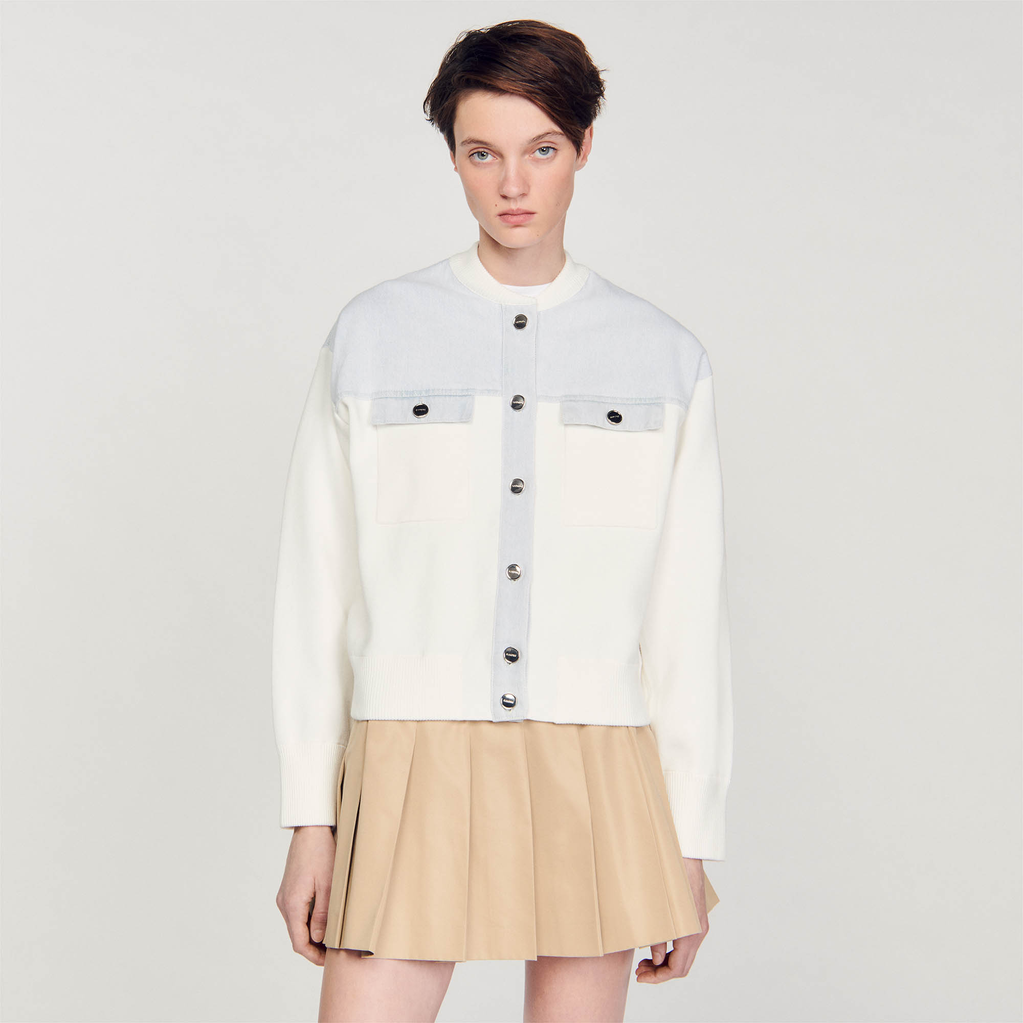 Dual-material coatigan